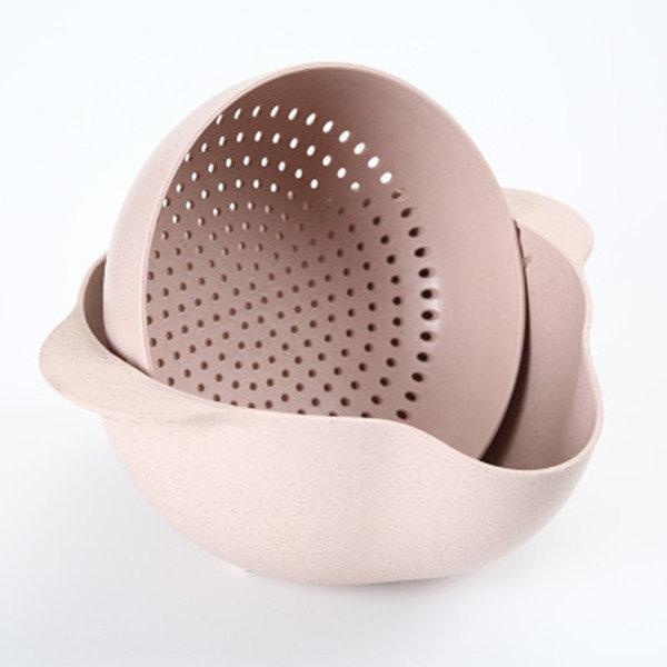 Multifunctional Fruits Washing Basket Double Layers Rotating Draining Colander