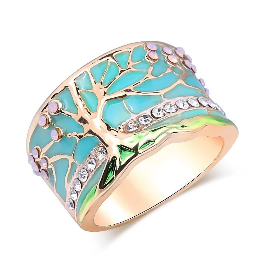 Handmade Lucky Tree Opal Ring - Infinity Moon